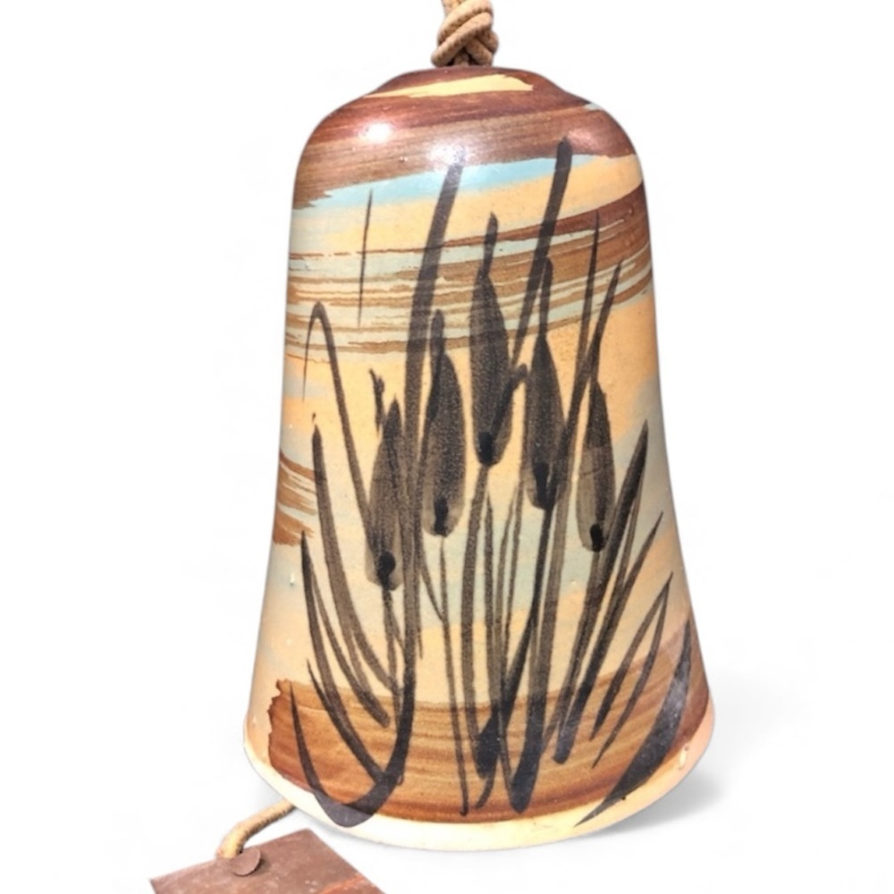 Vintage 1973 Pacific Stoneware Wind Chime Bell - Hand Painted - Collectible